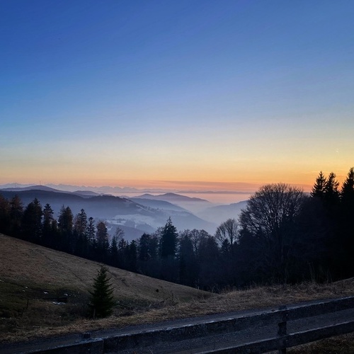 Sonnenuntergang Richtung Alpen - 